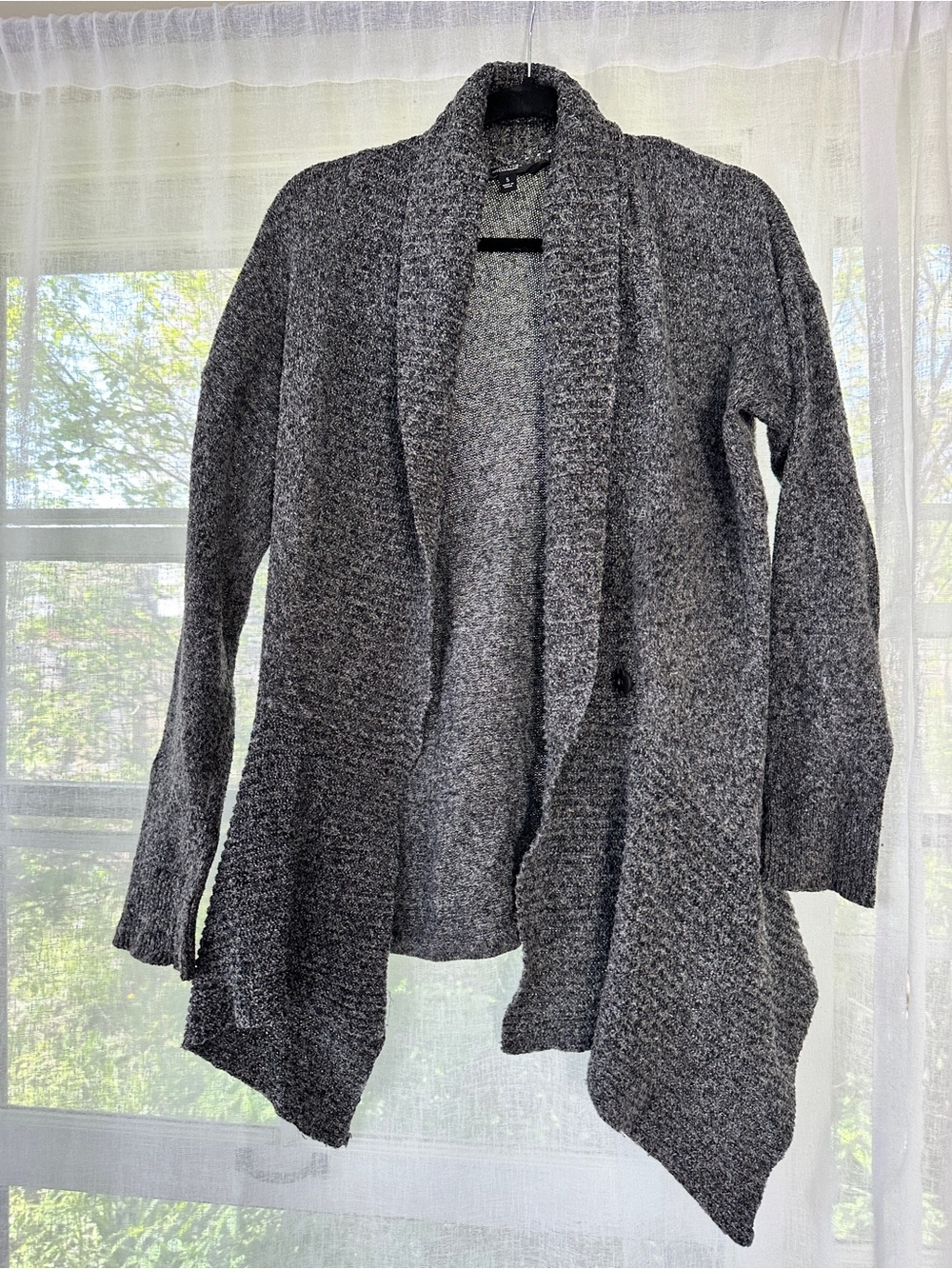 Simply Vera Vera Wang Charcoal Open-Front Draped Cardigan